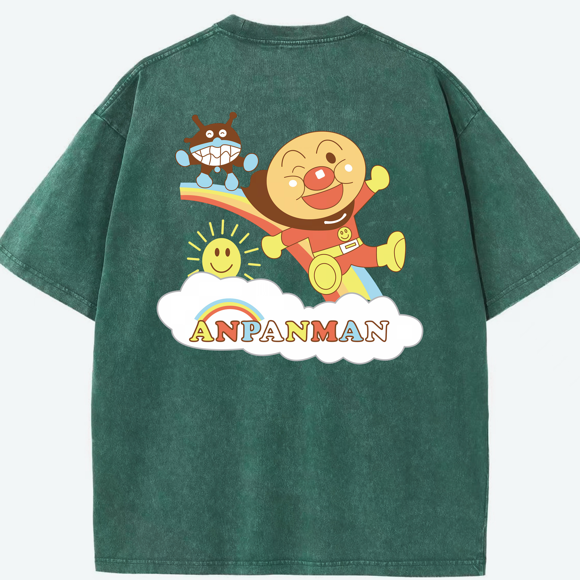 （画像用） アンパンマン Anpanman 綿100% ヴィンテージ風 半袖Tシャツ（背面プリント）